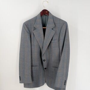 Klopfensteins Two‎ Button Front Lapel Notch Collar Plaid Coat Blazer Gray Sz 36S